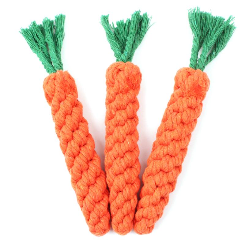 Woven carrot dog toy