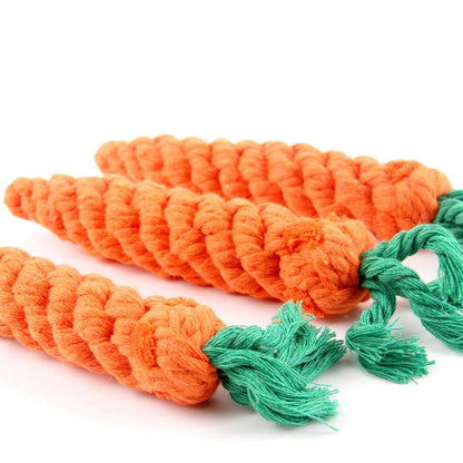 Woven carrot dog toy
