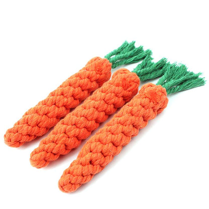 Woven carrot dog toy