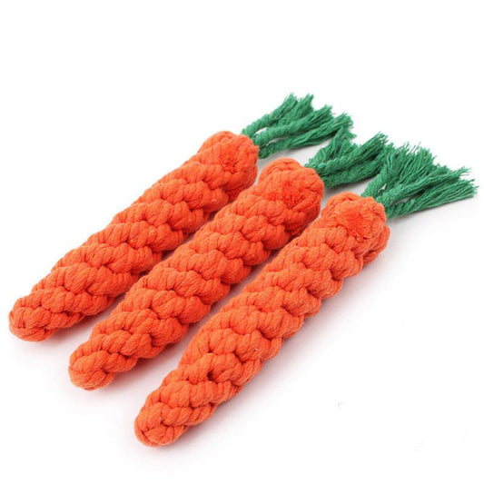 Woven carrot dog toy