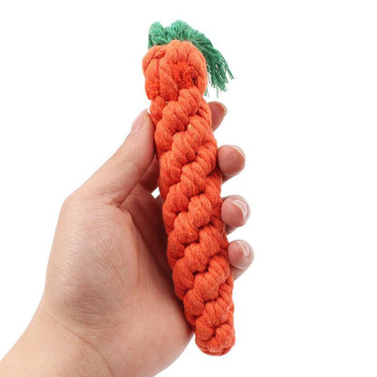 Woven carrot dog toy